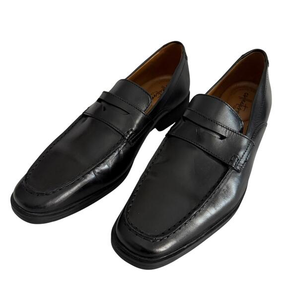 CLARKS Tilden Way‎ Black Leather Mens Soft Cushion Penny Loafers, 9 - Picture 1 of 8
